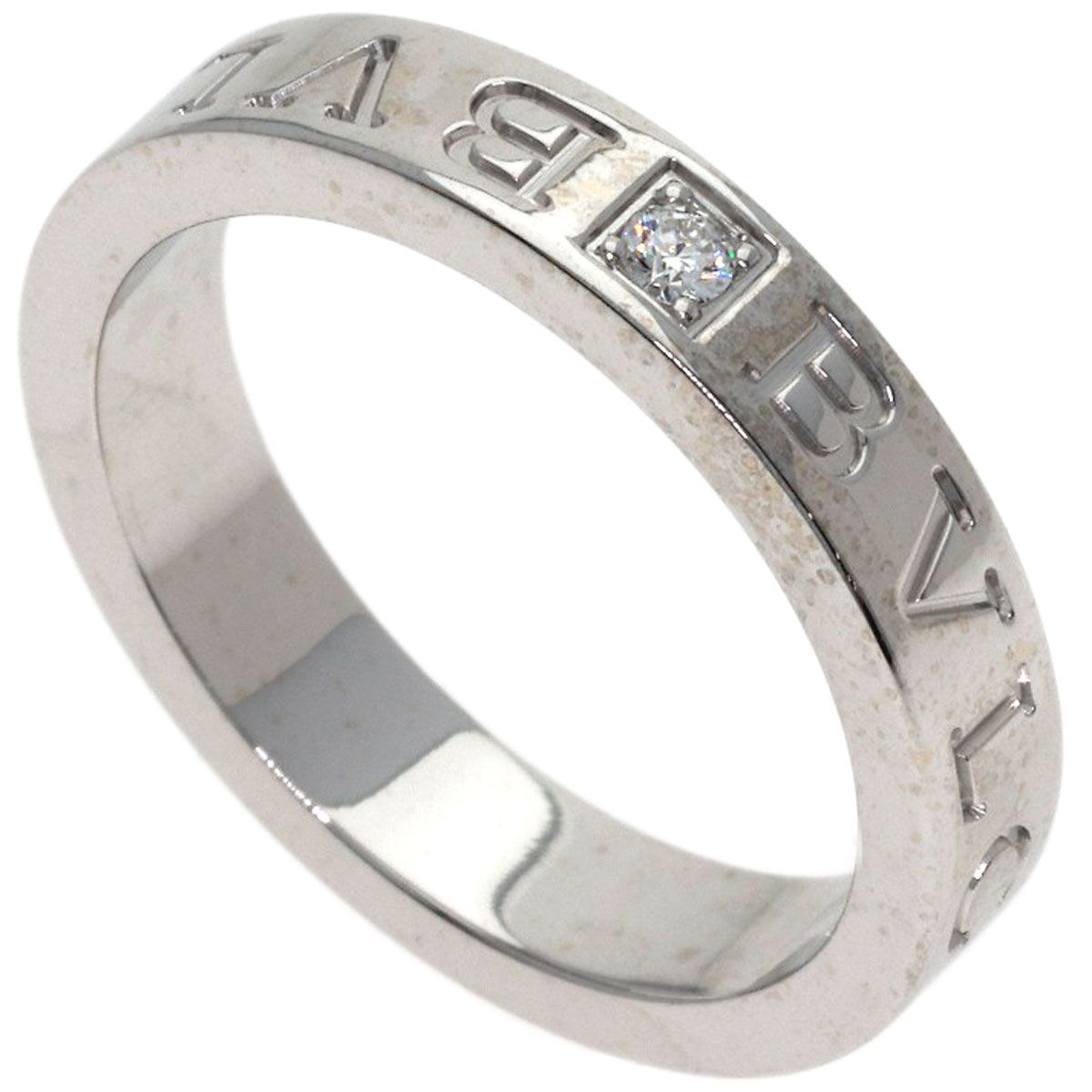 Bvlgari Double Logo Diamond Ring 18k White Gold