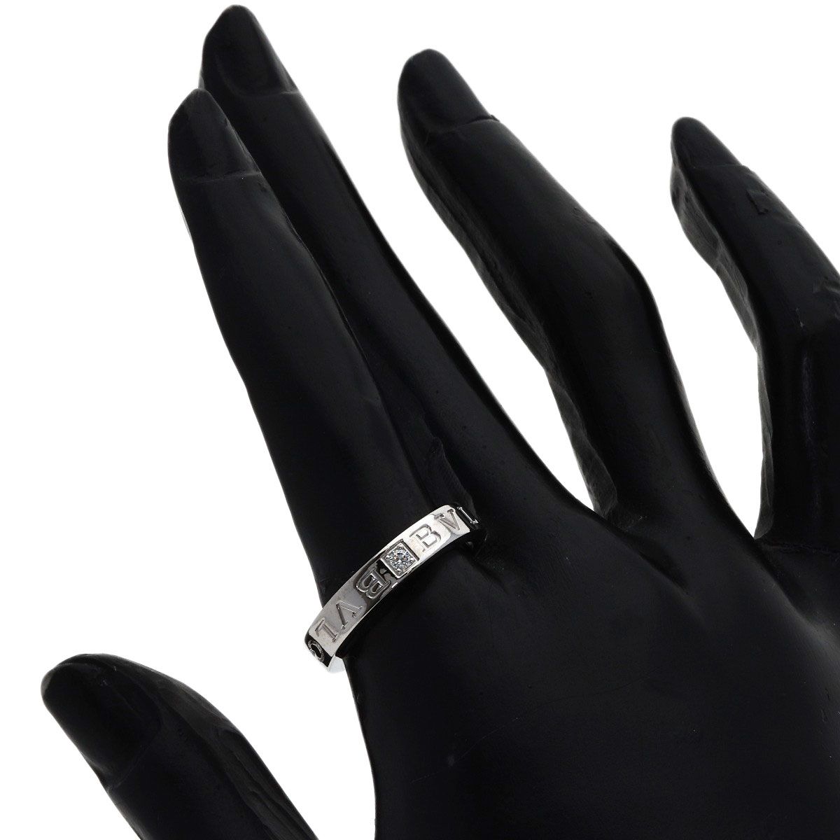 Bvlgari Double Logo Diamond Ring 18k White Gold — view 5