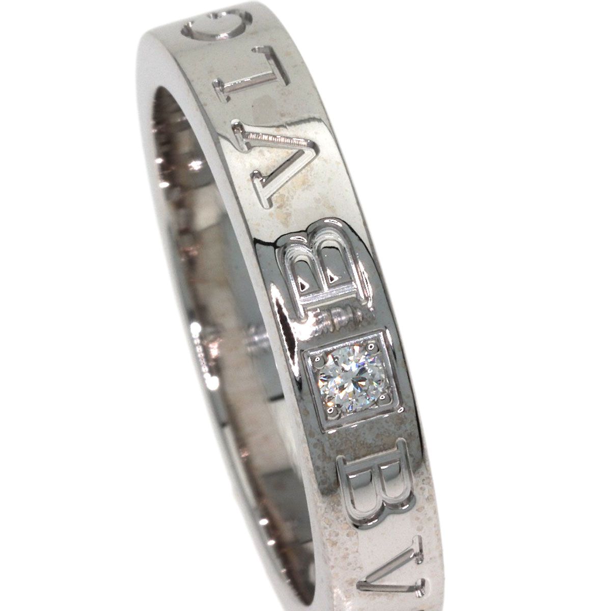 Bvlgari Double Logo Diamond Ring 18k White Gold — view 7