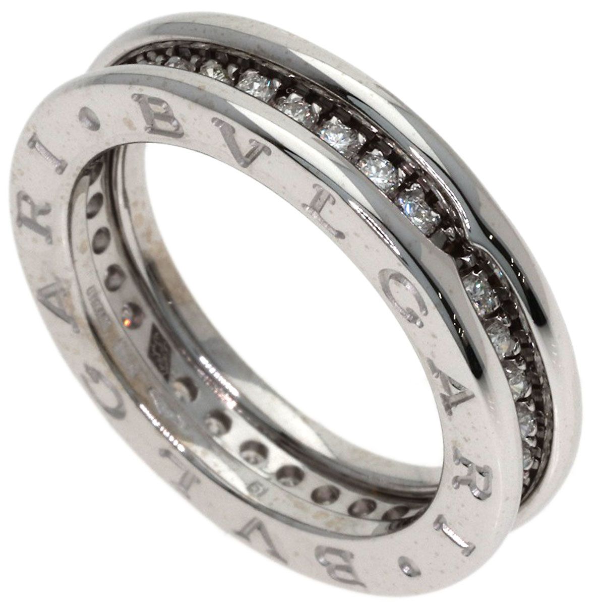 Bvlgari Band Diamond 51 Ring 18k White Gold