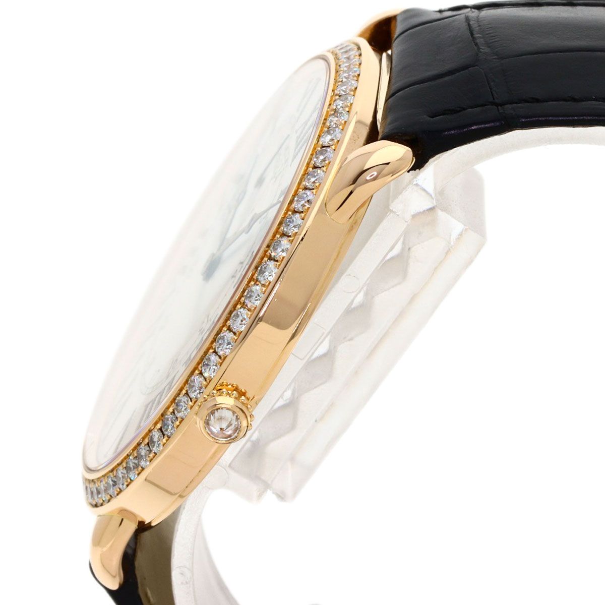 Cartier Ronde Louis Watch 18k Pink Gold Leather Diamond — view 5