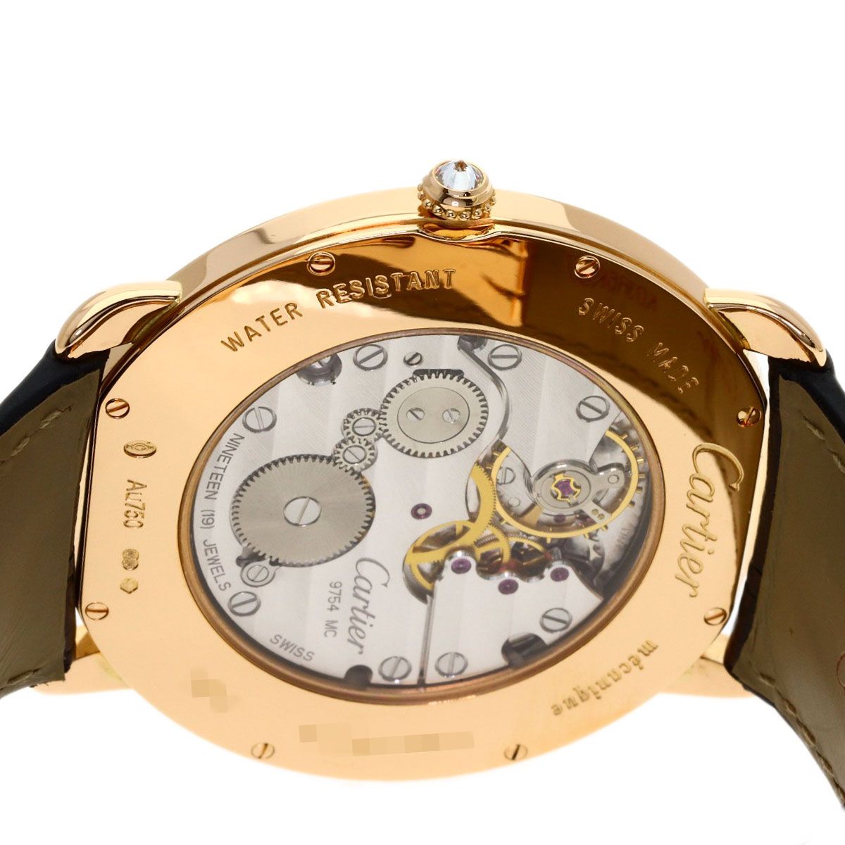 Cartier Ronde Louis Watch 18k Pink Gold Leather Diamond — view 7