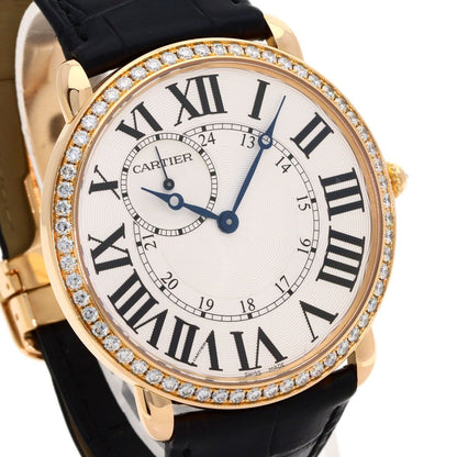 Cartier Ronde Louis Watch 18k Pink Gold Leather Diamond — view 4
