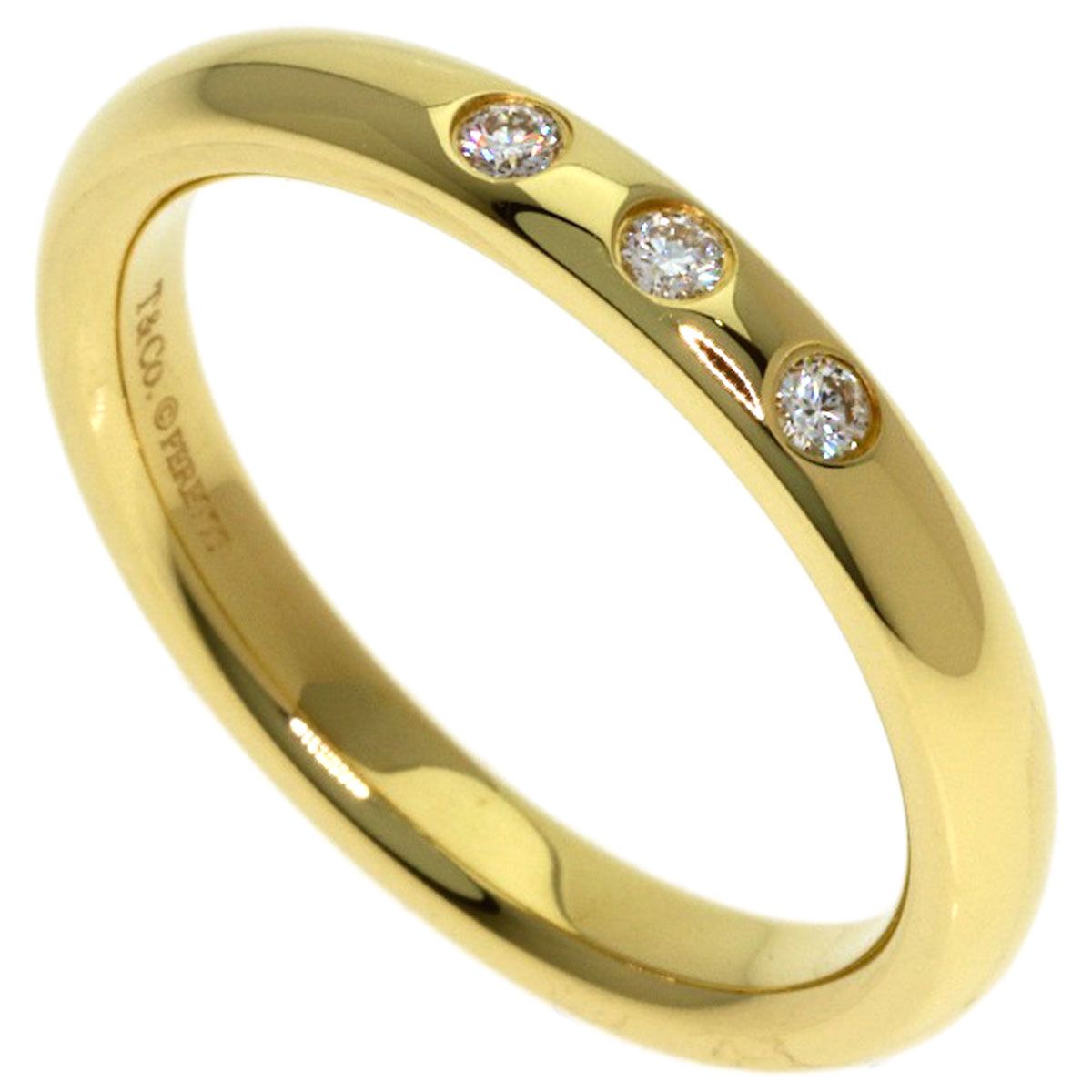 Tiffany & Co Stacking Band Diamond Ring 18k Yellow Gold