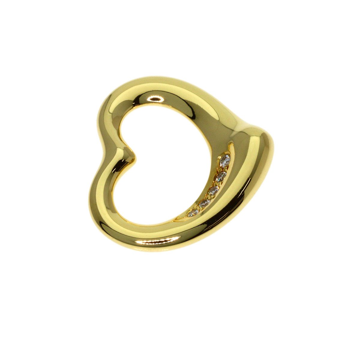 Tiffany & Co Open Heart Diamond Pendant Top 18k Yellow Gold — view 3