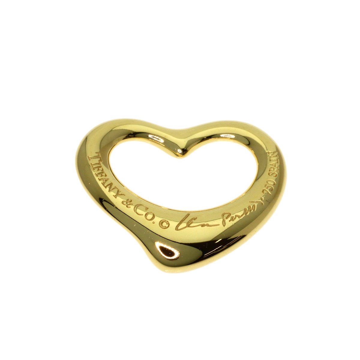 Tiffany & Co Open Heart Diamond Pendant Top 18k Yellow Gold — view 4