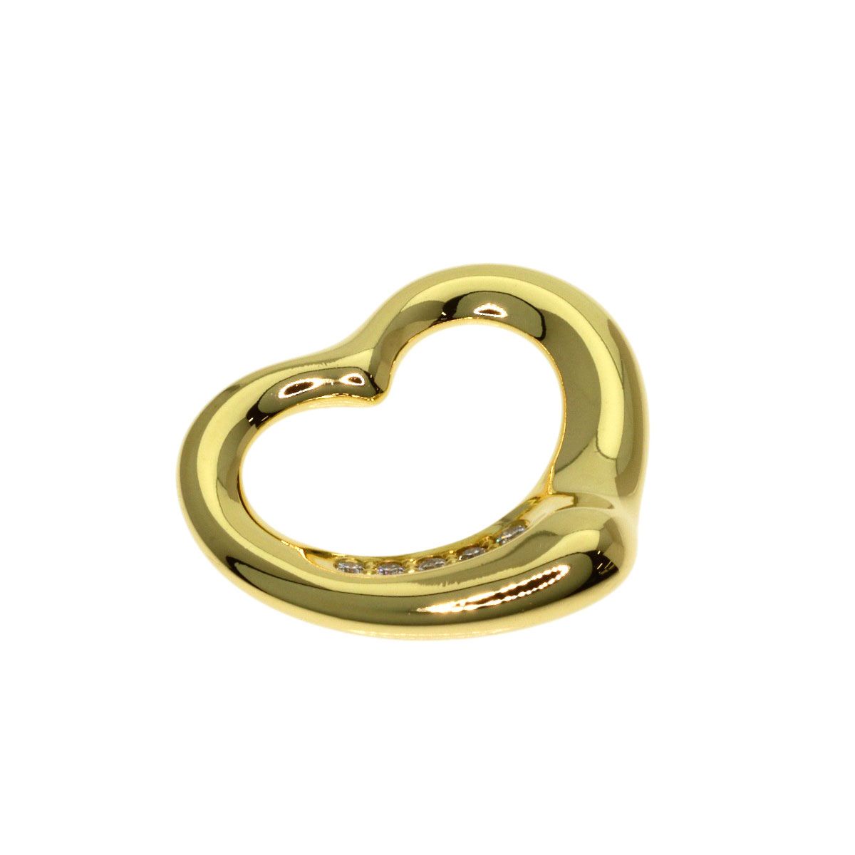 Tiffany & Co Open Heart Diamond Pendant Top 18k Yellow Gold