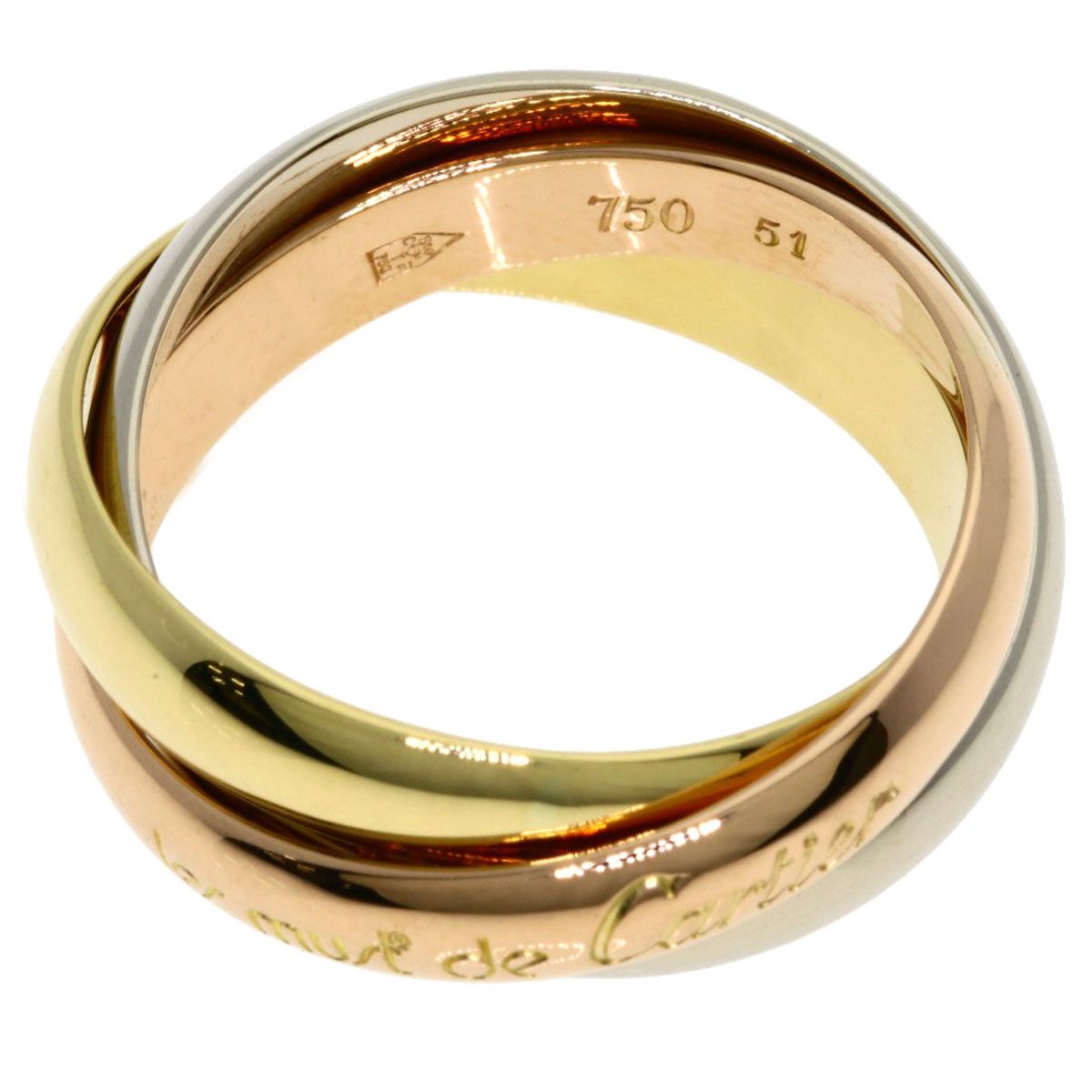 Cartier Trinity 51 Ring 18k Yellow Gold 18k Pink White — view 3