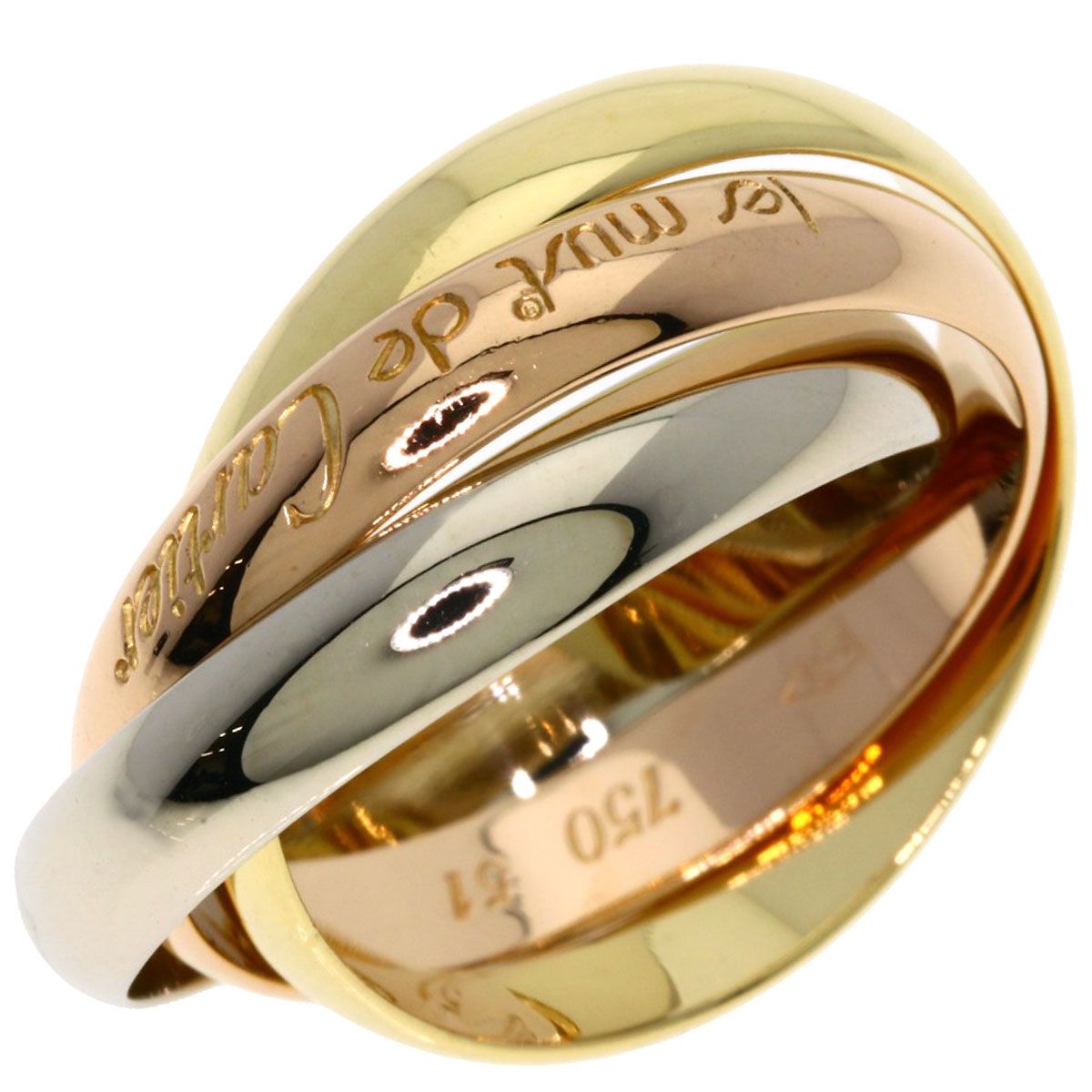 Cartier Trinity 51 Ring 18k Yellow Gold 18k Pink White