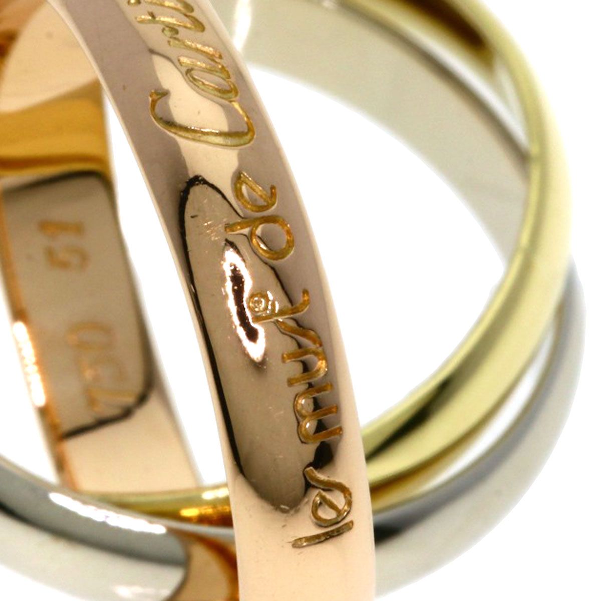 Cartier Trinity 51 Ring 18k Yellow Gold 18k Pink White