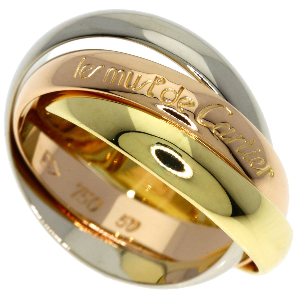 Cartier Trinity 50 Ring 18k Yellow Gold 18k Pink White