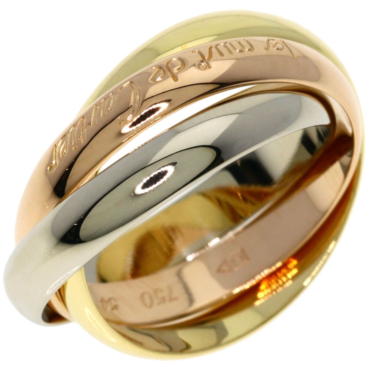 Cartier Trinity 54 Ring 18k Yellow Gold 18k Pink White — view 2