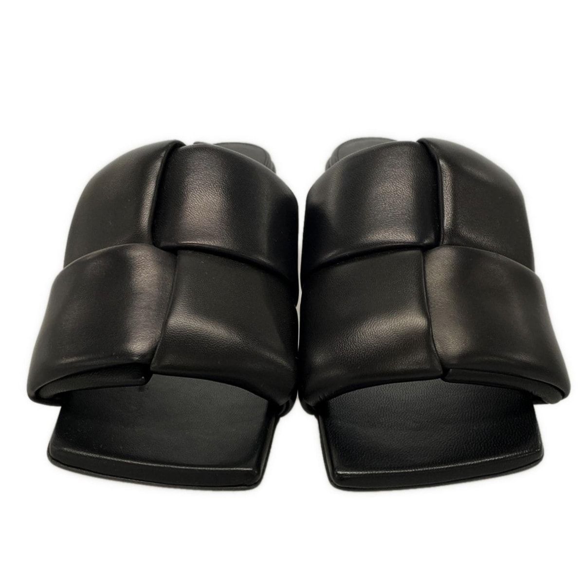 Bottega Veneta Sandals 36 Patch Mules Black Open Toe Braided Leather — view 5
