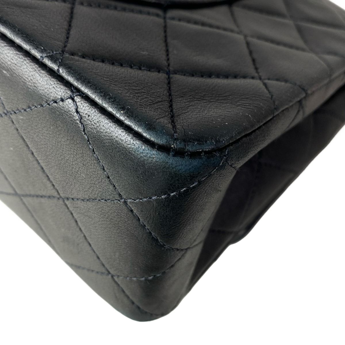 Chanel Shoulder Bag Double Flap Quilted Black Chain Gold Lambskin — view 9
