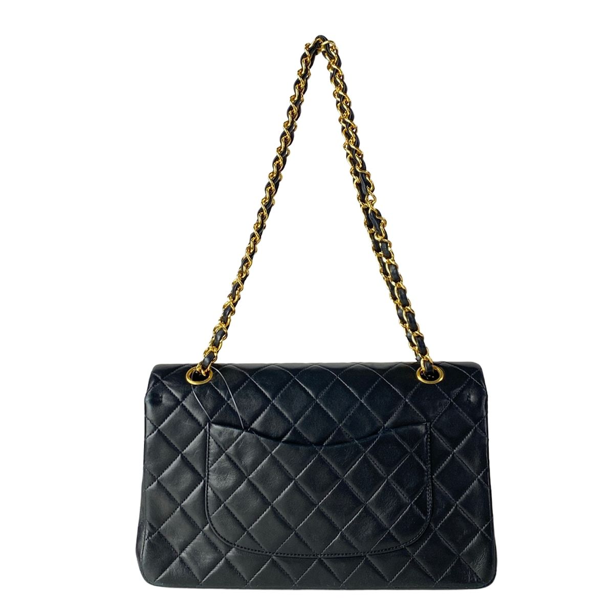 Chanel Shoulder Bag Double Flap Quilted Black Chain Gold Lambskin — view 3