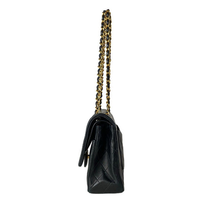 Chanel Shoulder Bag Double Flap Quilted Black Chain Gold Lambskin — view 4