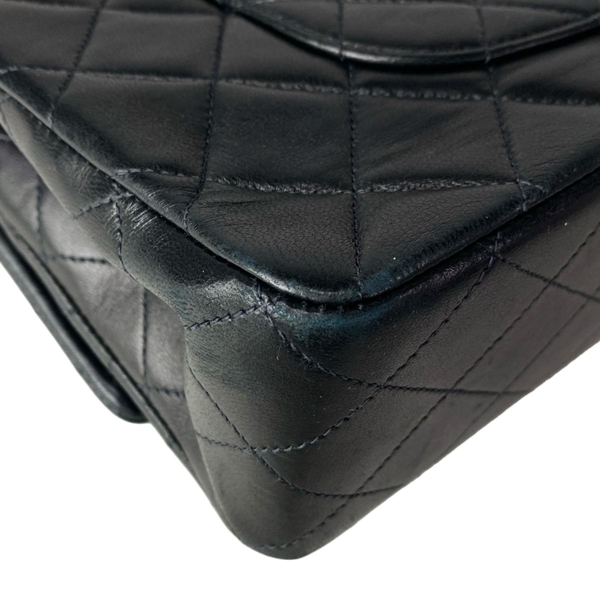 Chanel Shoulder Bag Double Flap Quilted Black Chain Gold Lambskin — view 8