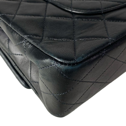 Chanel Shoulder Bag Double Flap Quilted Black Chain Gold Lambskin — view 8