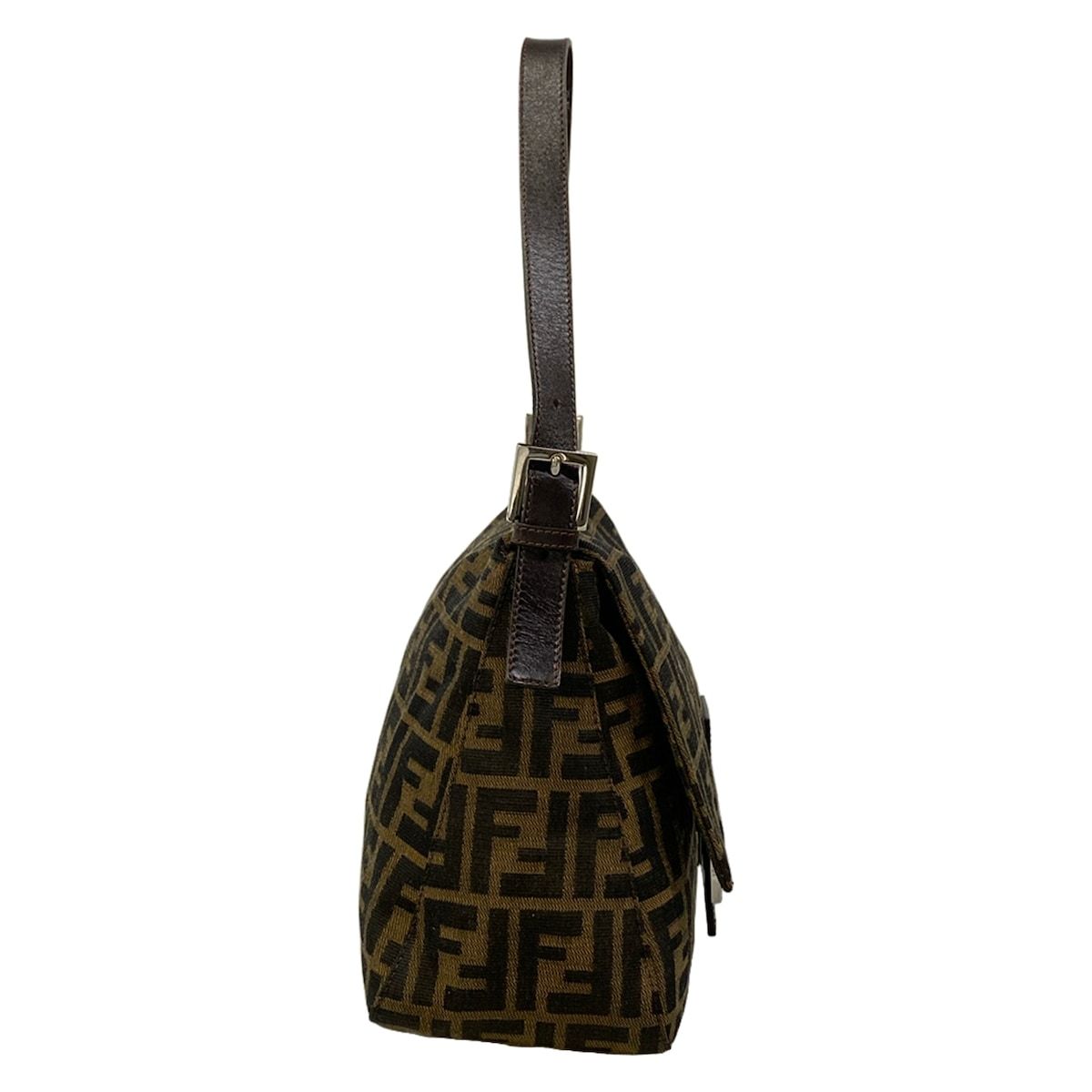 Fendi Shoulder Bag Mamma Bucket Zucca Pattern Brown Black Dark Leather — view 2