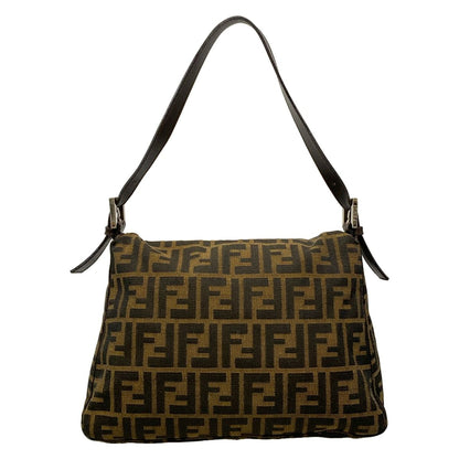 Fendi Shoulder Bag Mamma Bucket Zucca Pattern Brown Black Dark Leather — view 3