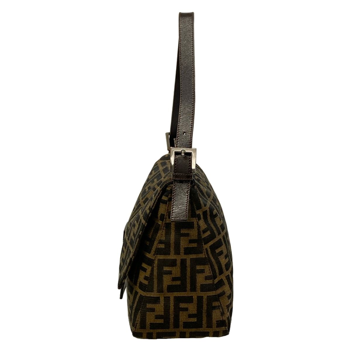 Fendi Shoulder Bag Mamma Bucket Zucca Pattern Brown Black Dark Leather — view 4
