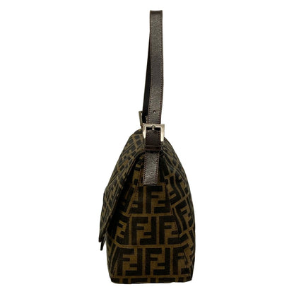 Fendi Shoulder Bag Mamma Bucket Zucca Pattern Brown Black Dark Leather — view 4