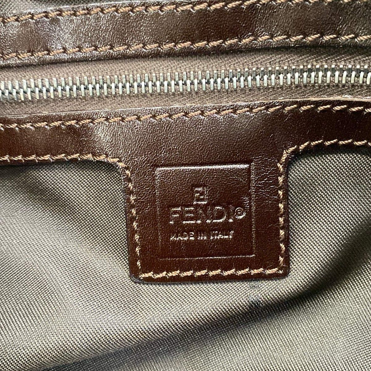 Fendi Shoulder Bag Mamma Bucket Zucca Pattern Brown Black Dark Leather — view 9