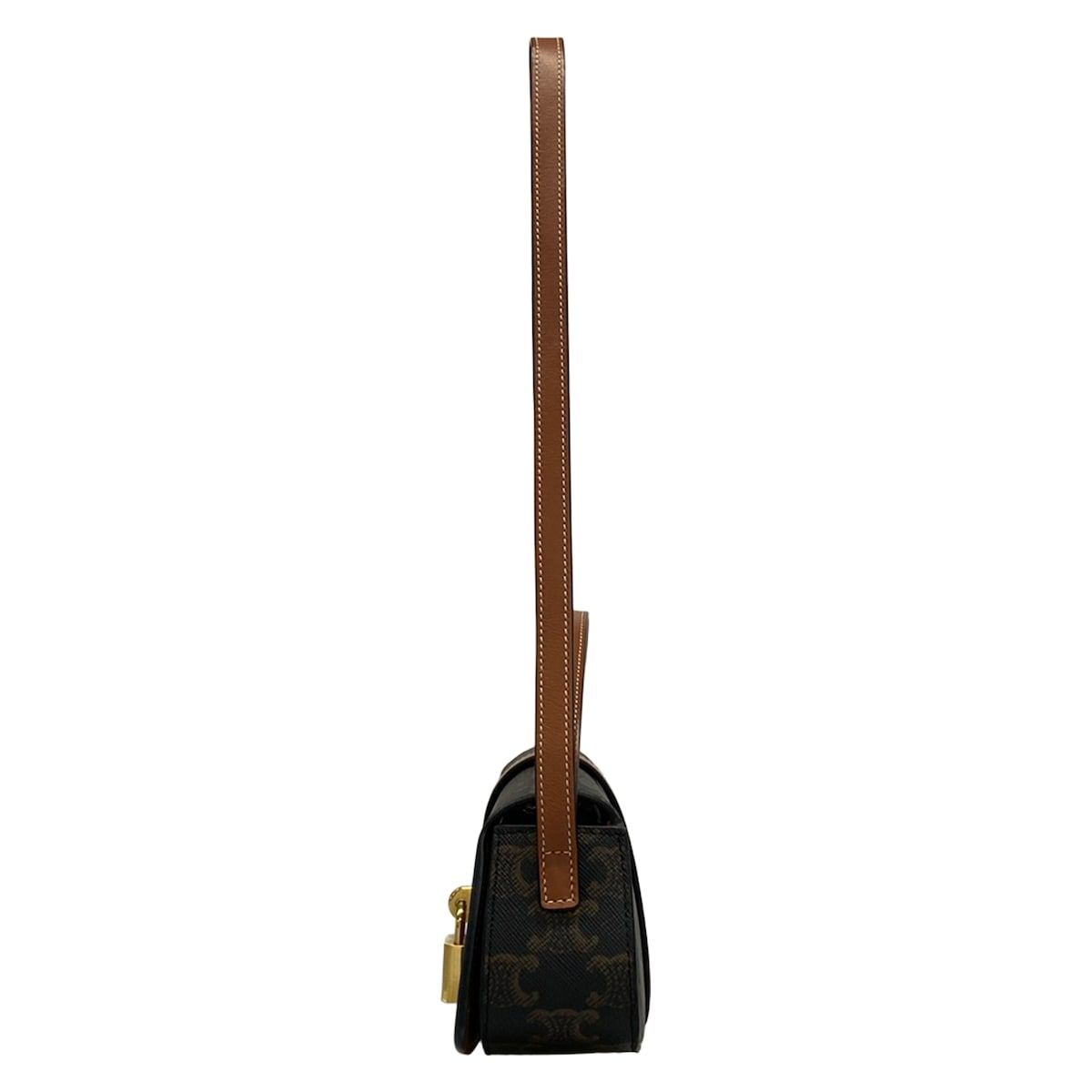Celine Shoulder Bag Tab Black Brown Leather — view 4