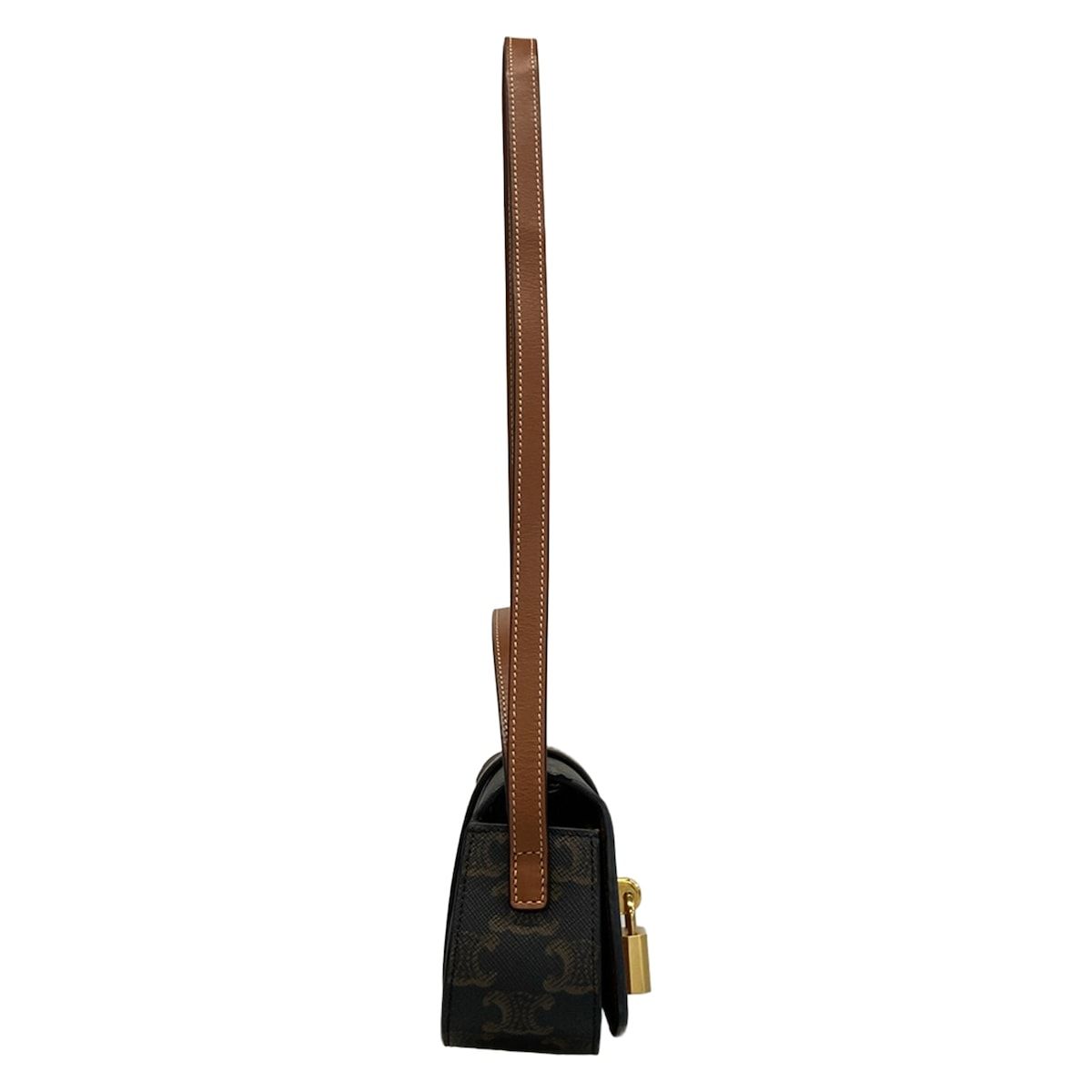 Celine Shoulder Bag Tab Black Brown Leather — view 2