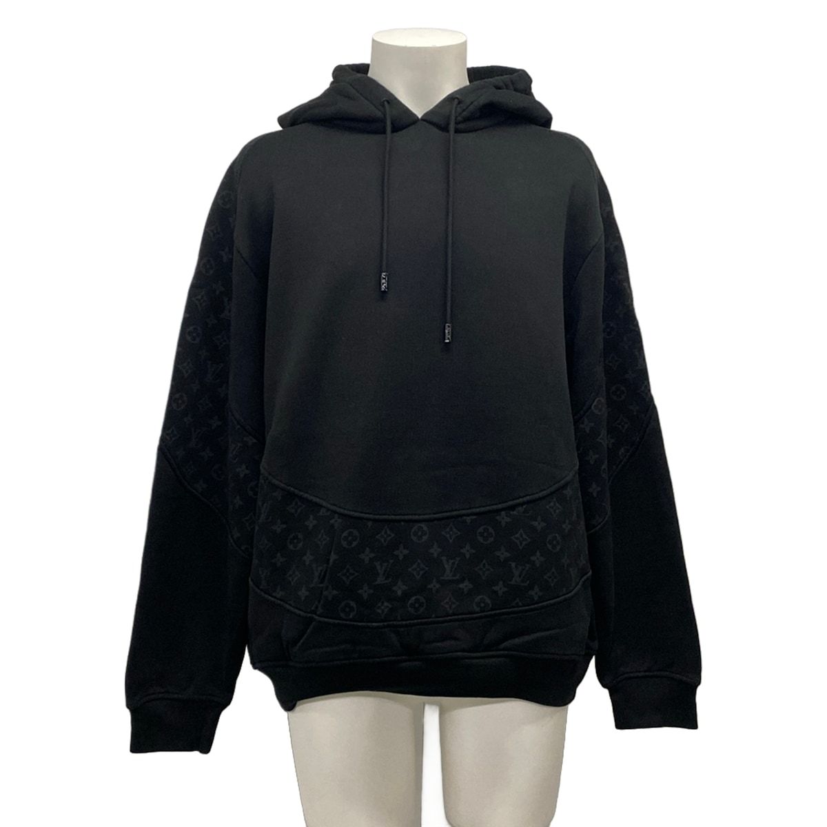 Louis Vuitton Hoodie XL Rle Black Monogram Pattern Cotton