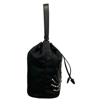Prada Black Drawstring Studs Re-Nylon Mini Bag Line Stone Beads — view 2