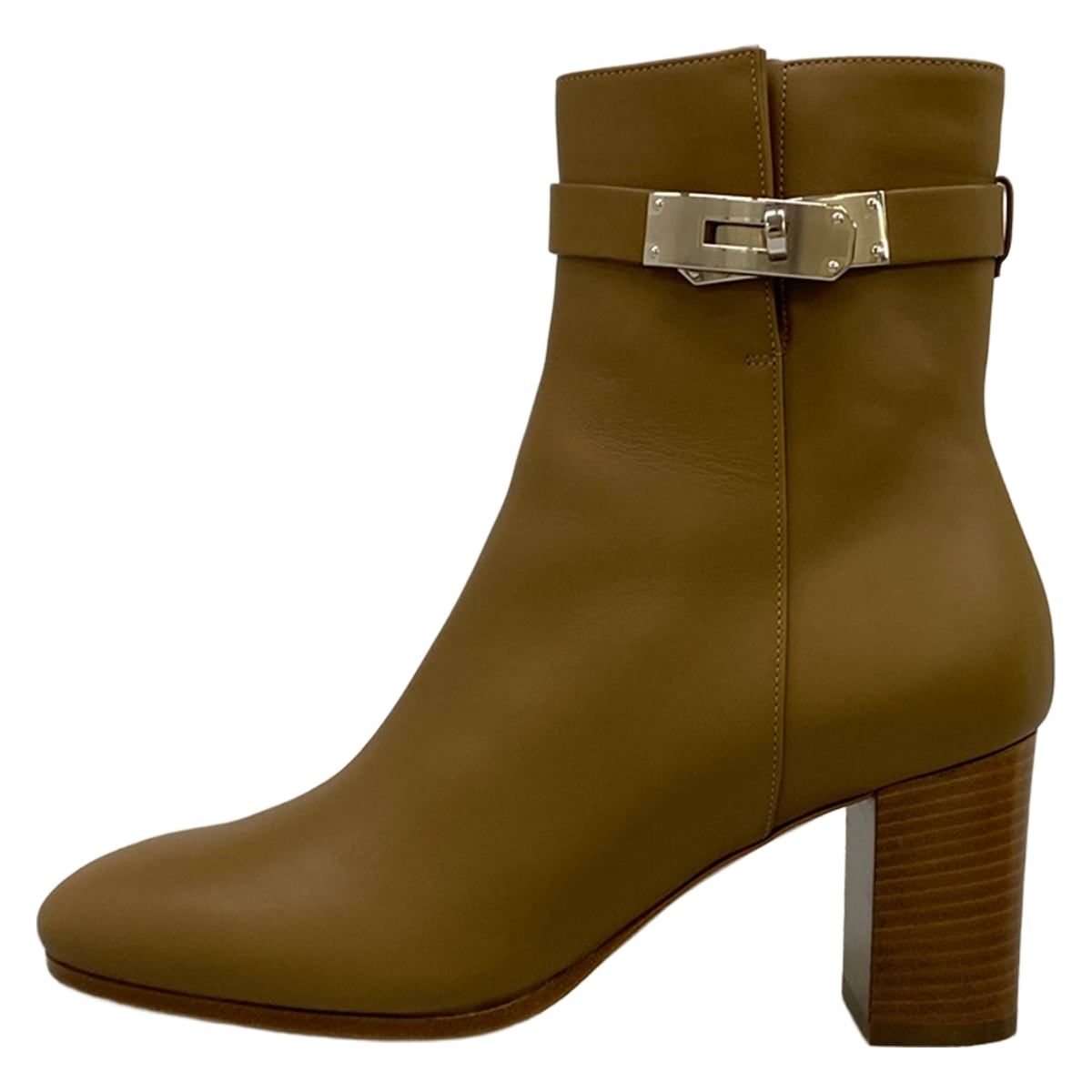 Hermes Short Boots 36 Saint Germain Brown Kelly Silver Leather