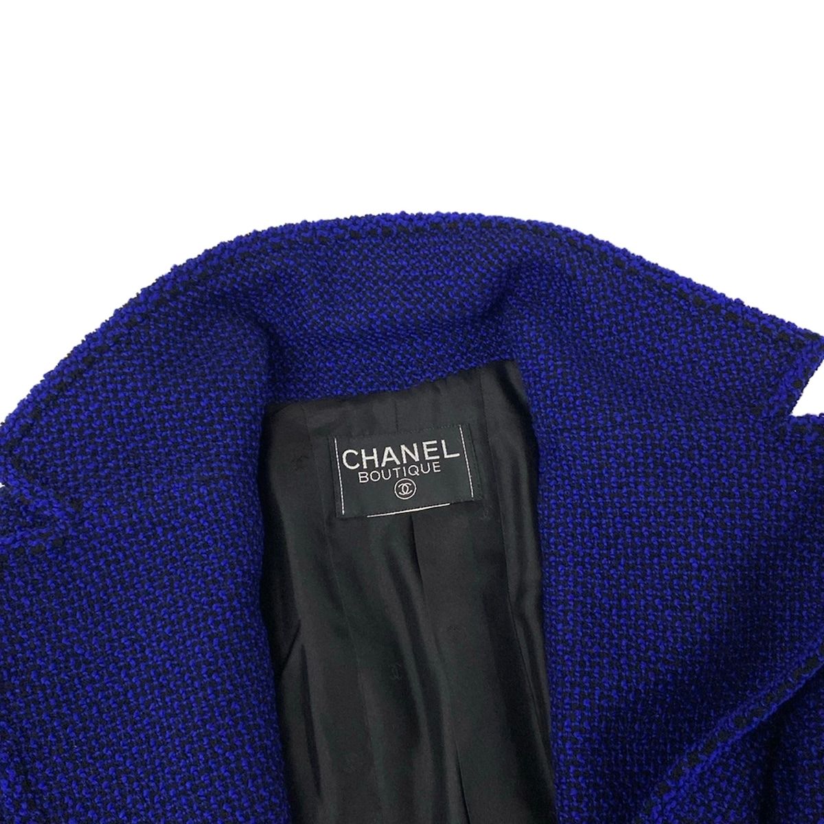 Chanel Skirt Suit Blue Black Tweed Boutique Coco Button Wool — view 8