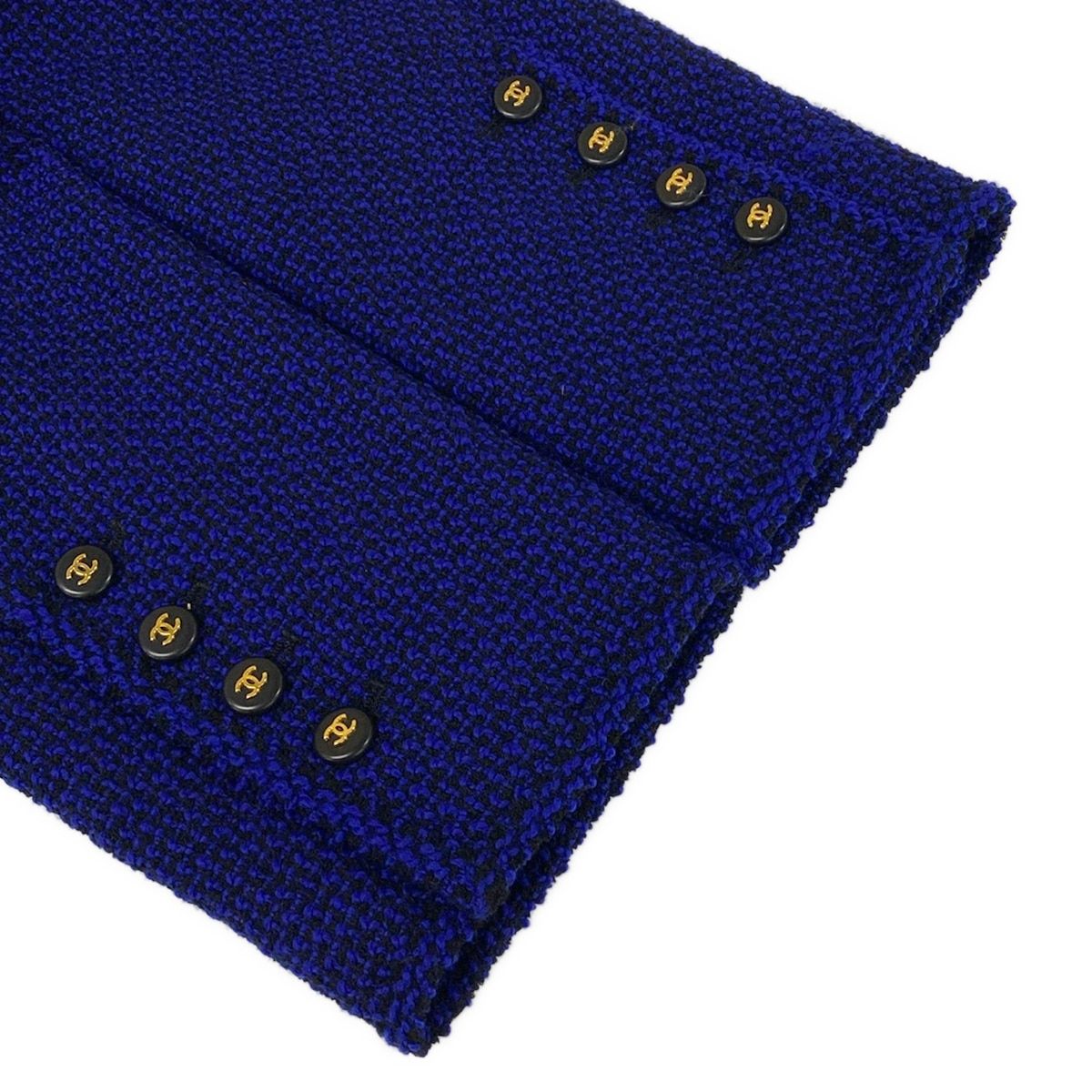 Chanel Skirt Suit Blue Black Tweed Boutique Coco Button Wool — view 6