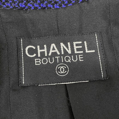 Chanel Skirt Suit Blue Black Tweed Boutique Coco Button Wool — view 3