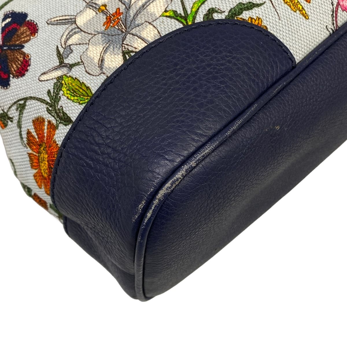 Gucci Tote Flora Light Blue Navy Multi in Japan Leather — view 6