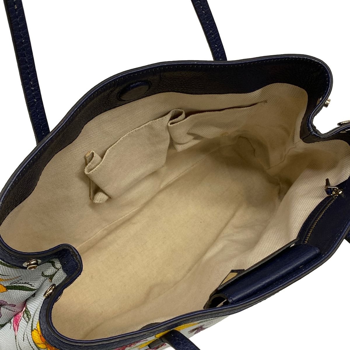Gucci Tote Flora Light Blue Navy Multi in Japan Leather — view 7