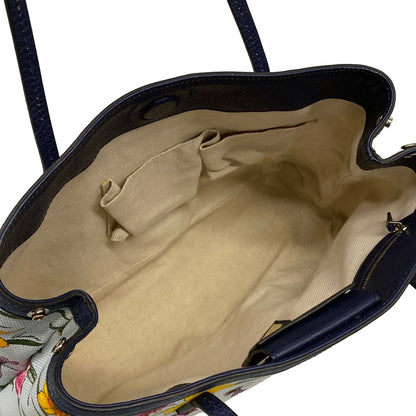 Gucci Tote Flora Light Blue Navy Multi in Japan Leather — view 7