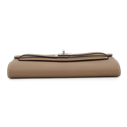 Hermes Kelly Wallet Long to Go Etoupe Silver Epsom — view 3