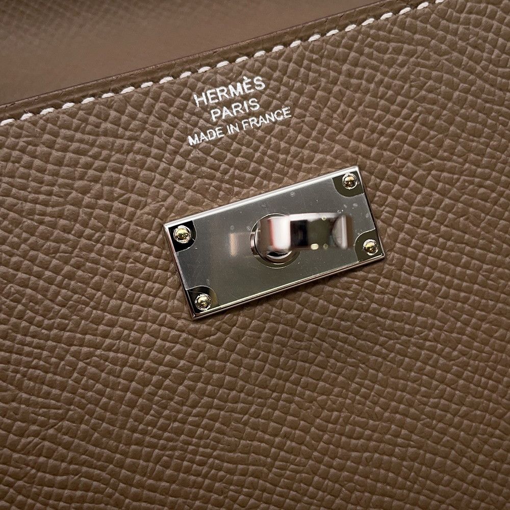 Hermes Kelly Wallet Long to Go Etoupe Silver Epsom — view 6