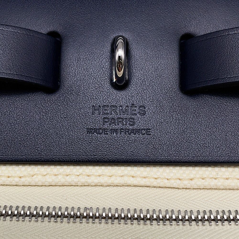 Hermes Herbag Zip PM White Blue Safir Silver Toilet Military Vache Hunter — view 8