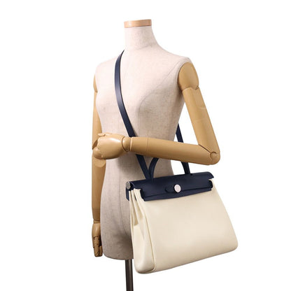 Hermes Herbag Zip PM White Blue Safir Silver Toilet Military Vache Hunter — view 4