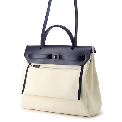 Hermes Herbag Zip PM White Blue Safir Silver Toilet Military Vache Hunter — view 2