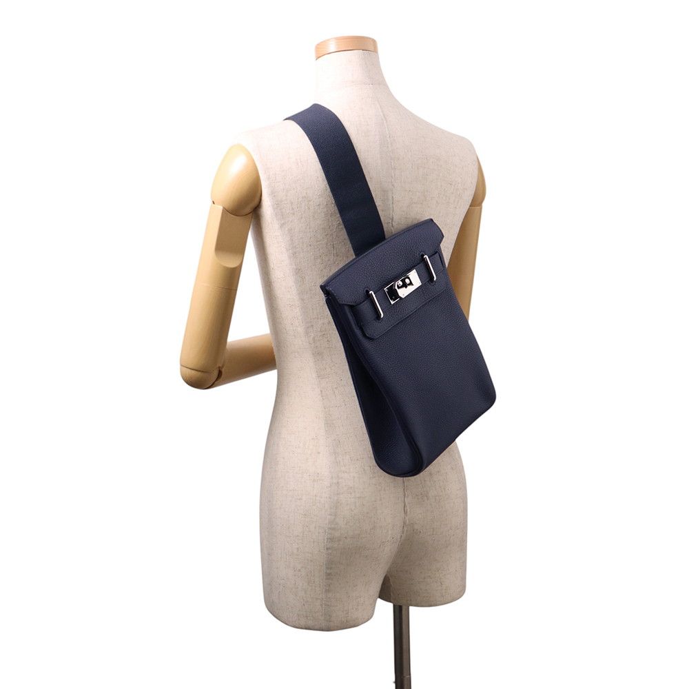 Hermes Belt Bag Kelly Hac a Dos PM Blue Nuit Silver Togo — view 4