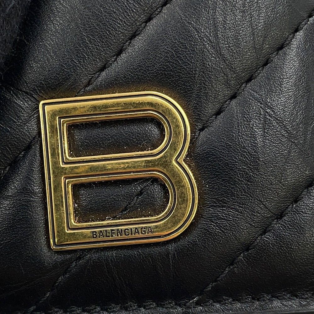 Balenciaga Card Case Crush Magnetic Holder Quilted Calfskin Black — view 5
