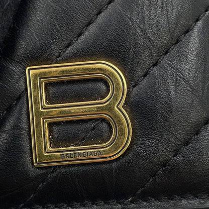 Balenciaga Card Case Crush Magnetic Holder Quilted Calfskin Black — view 5