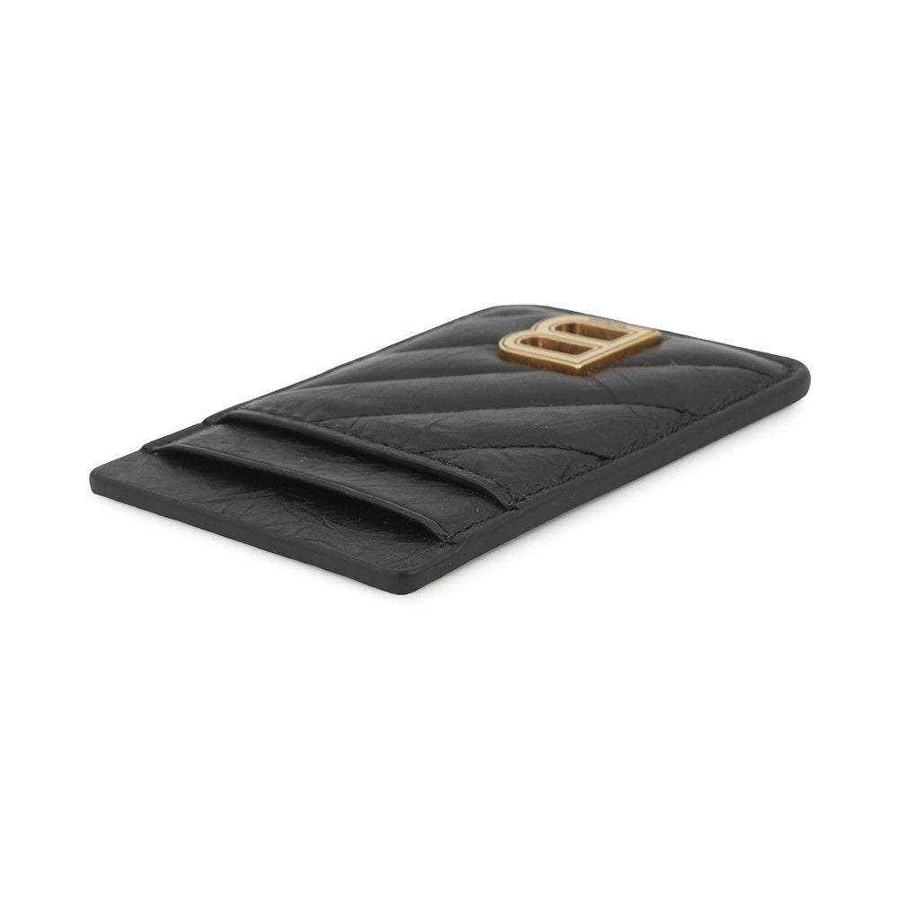 Balenciaga Card Case Crush Magnetic Holder Quilted Calfskin Black — view 2