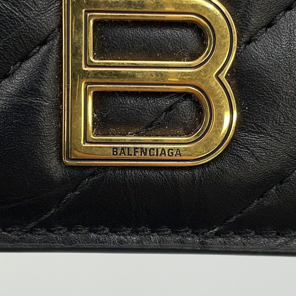 Balenciaga Card Case Crush Magnetic Holder Quilted Calfskin Black — view 8