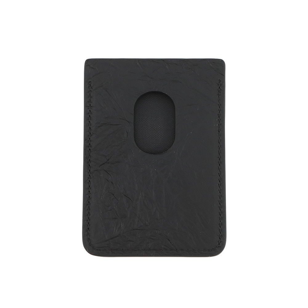 Balenciaga Card Case Crush Magnetic Holder Quilted Calfskin Black — view 3