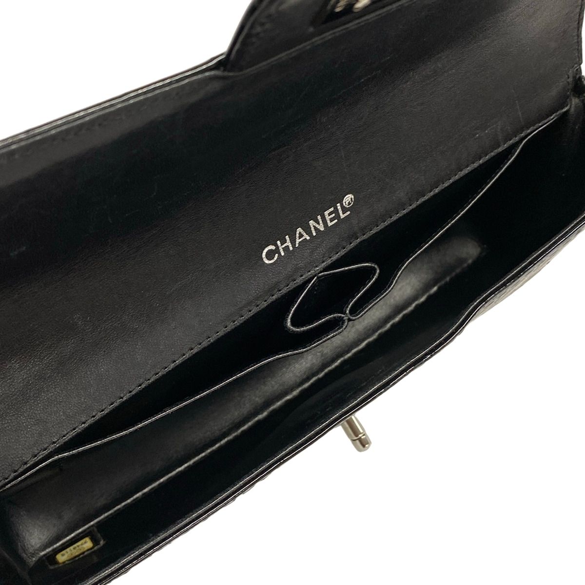 Chanel Shoulder Bag Camelliachocolate Black Flap Chain Silver Cutwork Leather — view 7